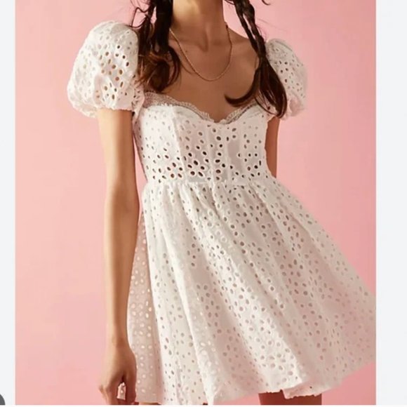 For Love and Lemons Becca Mini Dress Small Ivory - Picture 3 of 11